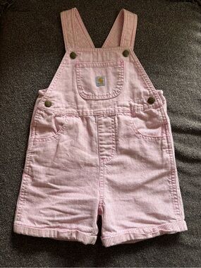 Carhartt Pink Striped Girls' Short Overalls